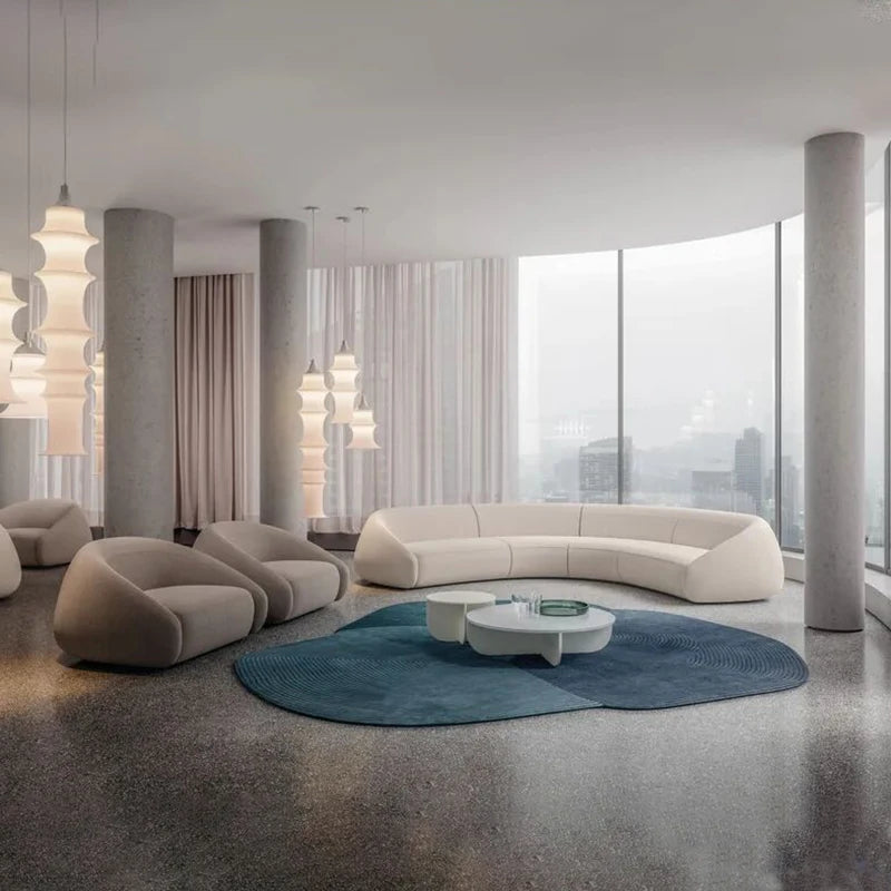 Italian minimalist large curved sofa living room small apartment light luxury designer fabric sofa