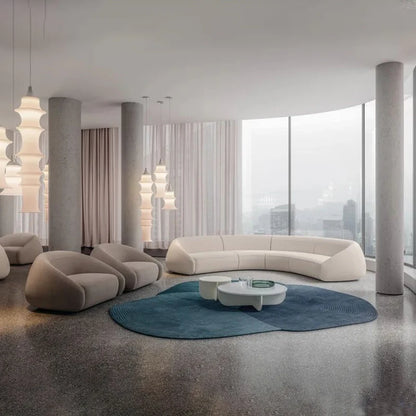 Italian minimalist large curved sofa living room small apartment light luxury designer fabric sofa