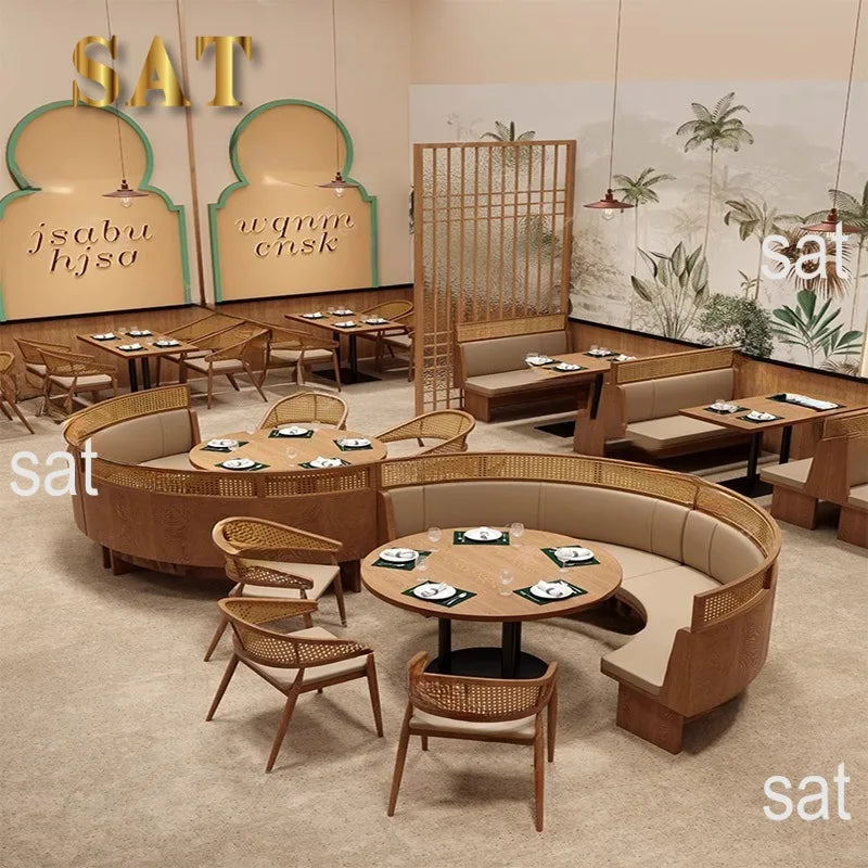 -Southeast Asian Style Dining Set Restaurant Furniture Cafe Dining Room Table and Chair Sets Coffee Set