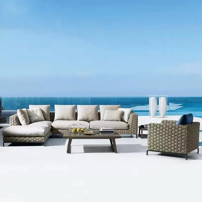 Outdoor rattan sofa combination villa courtyard garden furniture homestay outdoor restaurant lounge chair