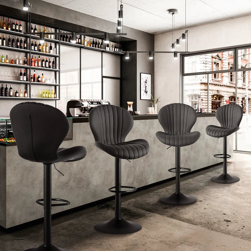 2pcs Bar Chair, 360° Rotating, Adjustable Height, Artificial Leather Upholstered With Backrest, Suitable For Dining Room