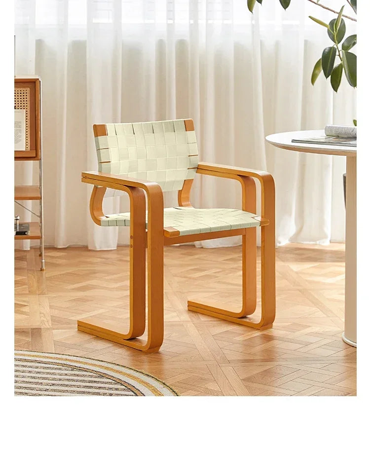 Danish Design Mid-Ancient Dining Chair Solid Wood Armrest Armchair Subnet Red Ins Simple Desk Chair