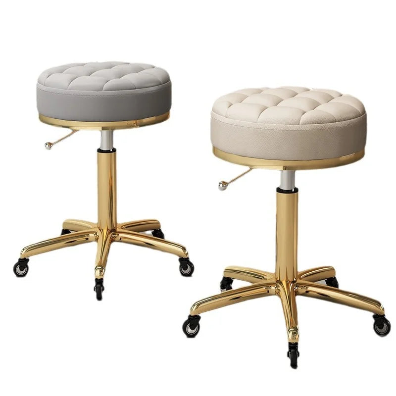 High Quality Salon Furniture 360 Degree Rolling Adjustable Hairdressing Chair with Wheels Gold Salon Stool