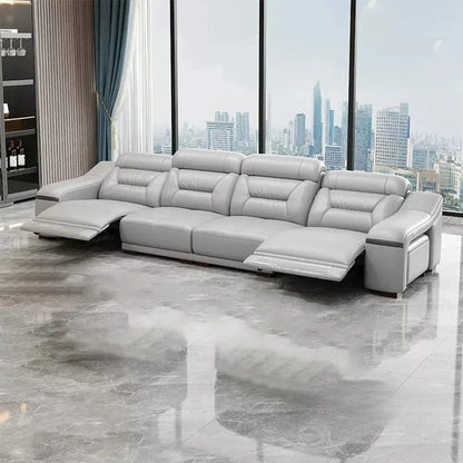 MINGDIBAO Genuine Leather Living Room Sofa Set Power Reclining Couch Electric Recliners with Stool Seating Room, Sofa Reclinable