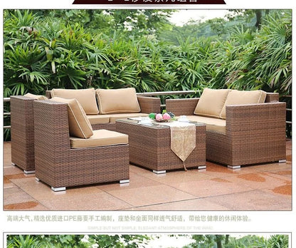 Outdoor Open-air Garden Sofas Hotel Backrest Modern Leisure Garden Sofas Balcony Pe Rattan Furniture Sofá Do Jardim MHHYSF