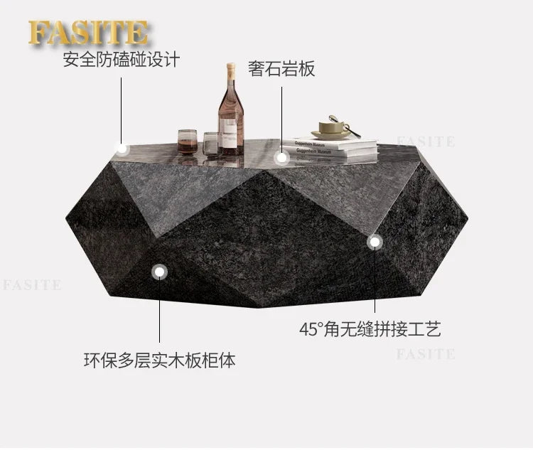 Modern Minimalist Luxury Diamond Stainless Steel Coffee Table Living Room Furniture Shaped  Center Table Tea Table Escritorios