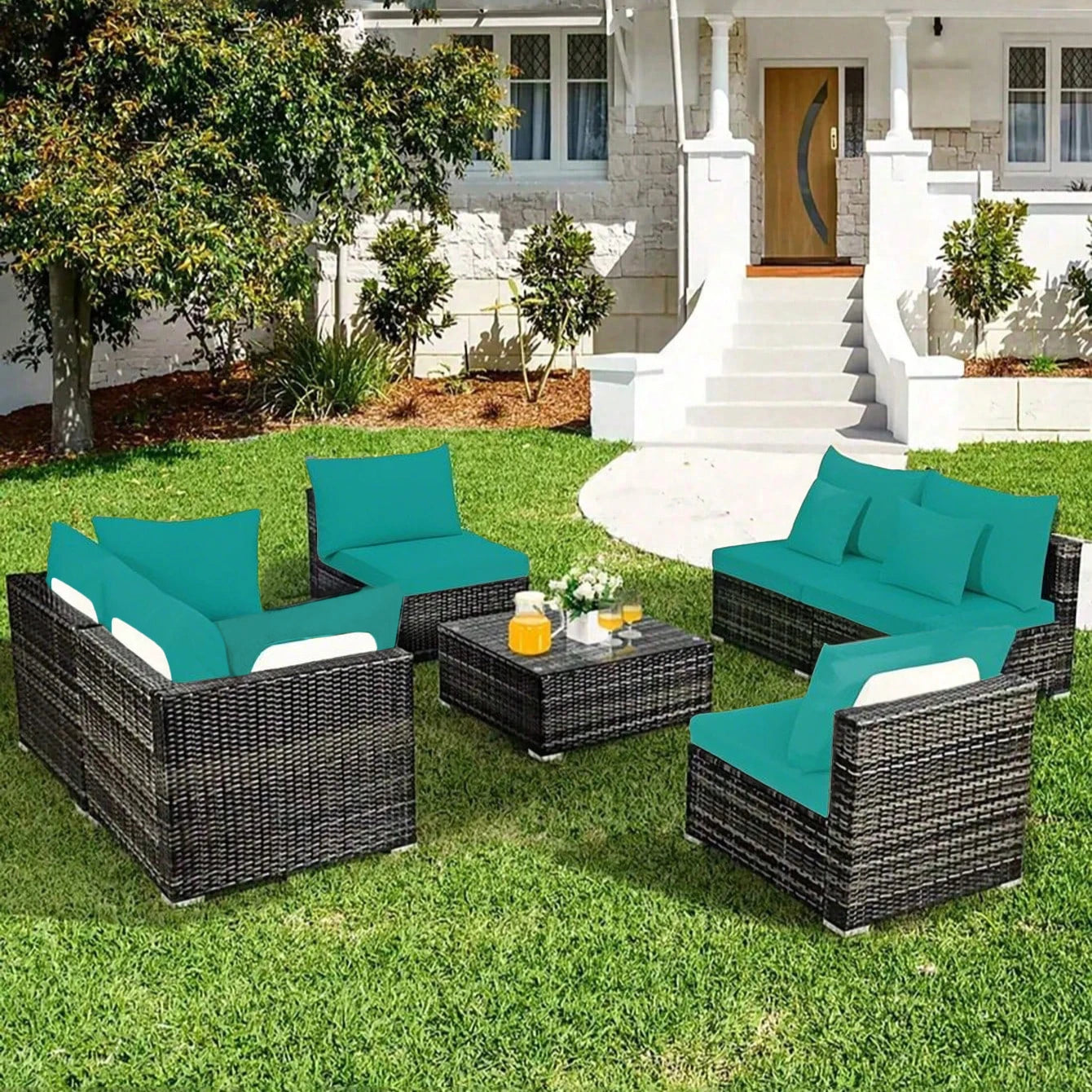 Outdoor Tropical Print Sofa Cushion Covers - Non-Slip Furniture Protectors, Replacement for Individual Seat Cushions