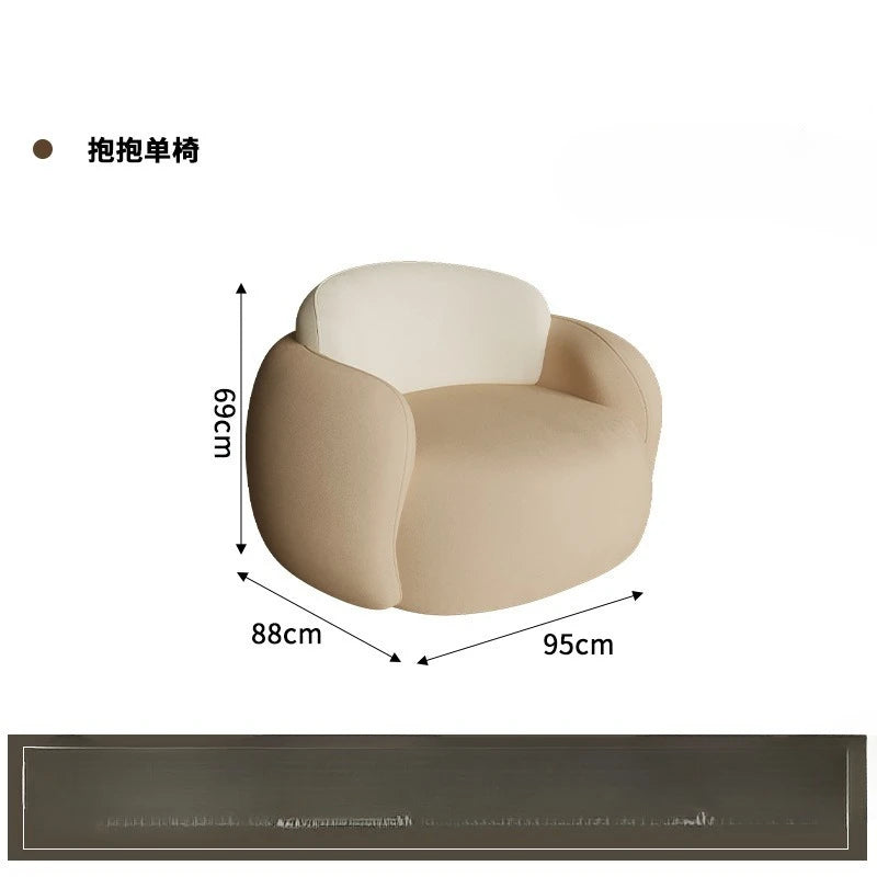 Internet celebrity homestay cream wind sofa small apartment living room beauty salon reception lounge curved sofa combination
