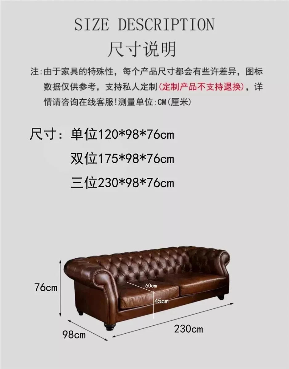 French vintage style button-tufted sofa, classic American cigar bar Burton sofa, mid-century whiskey straight-line sofa