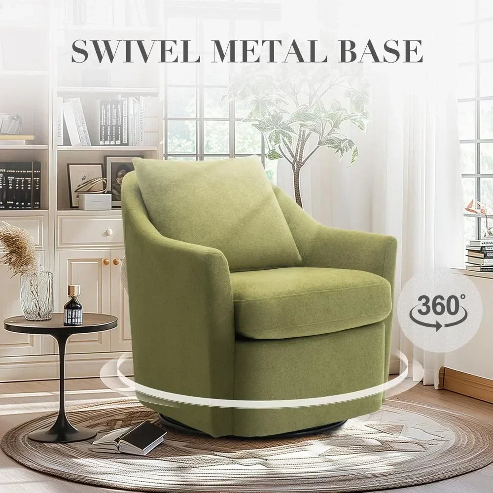 /Swivel Chair Set of 2, Upholstered Round Barral Chair, 360° Swivel Accent Chair Ergonomic Backrest, Morden Armchair, Green