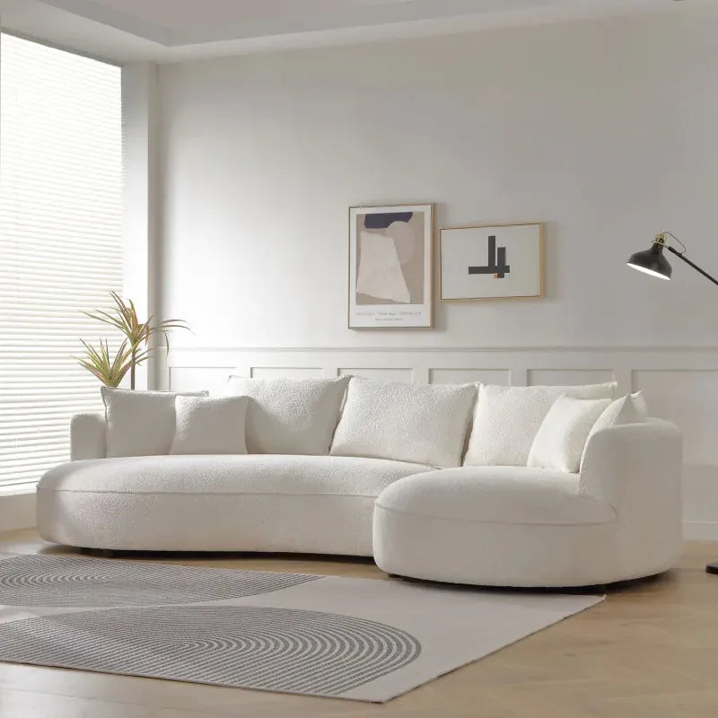 Fashion Beige Curved Sofa with Ingenious Shape Easy to assemble Soft and comfortable for indoor living room furniture
