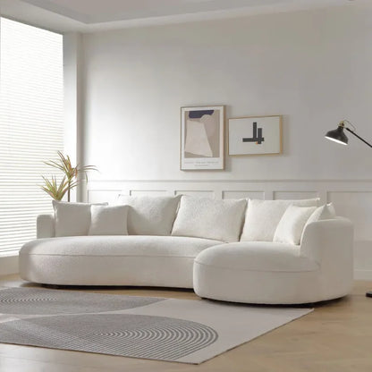 Fashion Beige Curved Sofa with Ingenious Shape Easy to assemble Soft and comfortable for indoor living room furniture