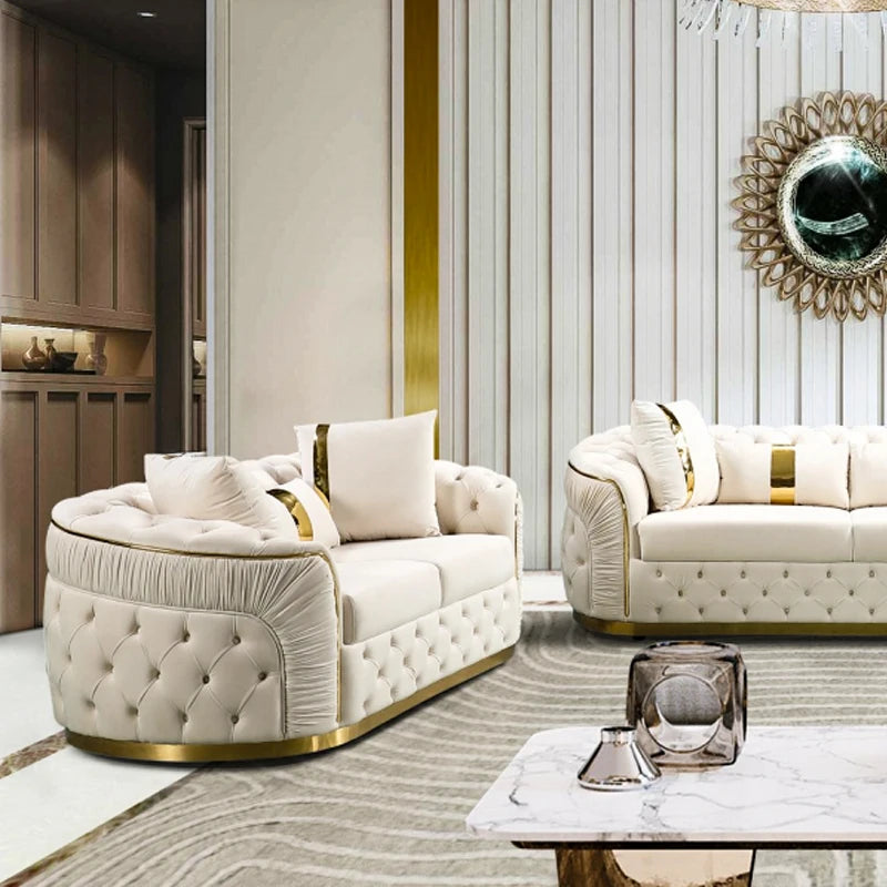 High-end custom luxury villa 3 2 1 seat sofa set furniture living room modular Italian modern design fabric combination sofa