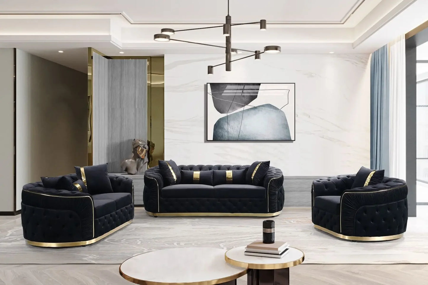 Machine High Quality Luxury Living Room Sofa Set Gold Stainless Steel Lounge Sofa Velvet 2-3 Seater Couch