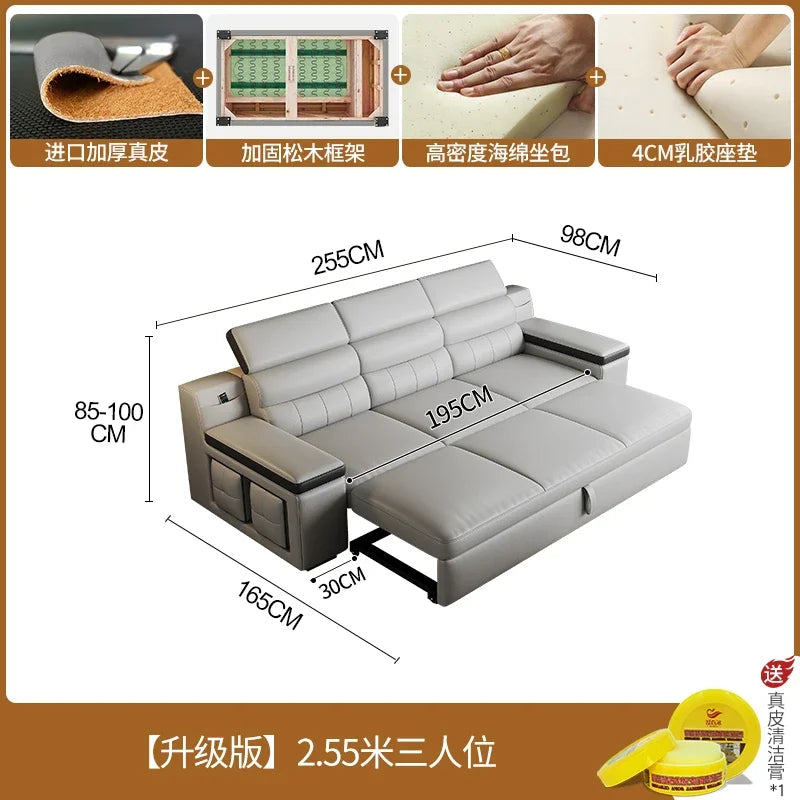 Designer Leather Sofa Living Room Ajustable Lounge Foldable Sofa Reclinable Modular Minimalist Woonkamer Banken Lounge Furniture