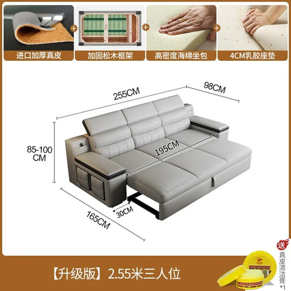 Designer Leather Sofa Living Room Ajustable Lounge Foldable Sofa Reclinable Modular Minimalist Woonkamer Banken Lounge Furniture