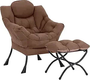 Lazy Chair with Ottoman, Modern Accent Leisure Upholstered Lazy Sofa , Contemporary Lounge Reading Chair with Armrests