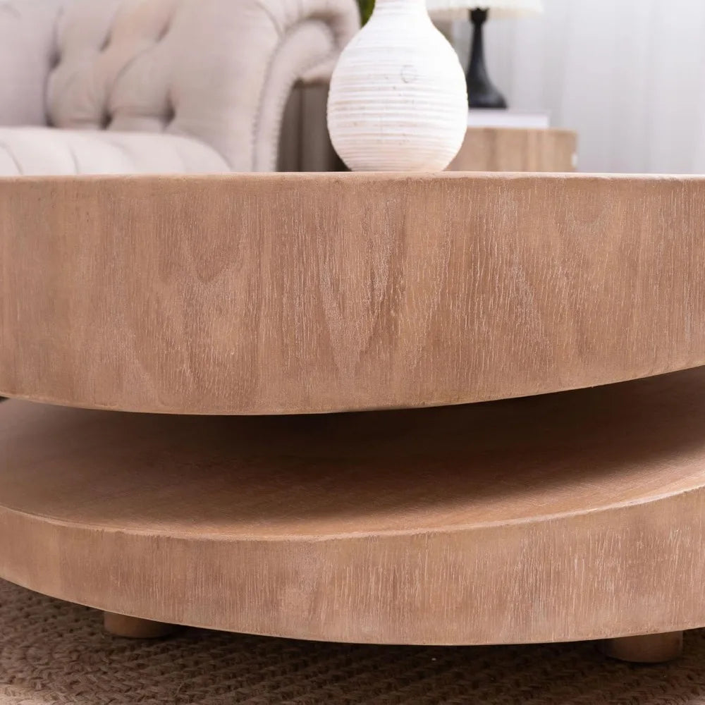 Modern Round Wood Coffee Table – 31.3