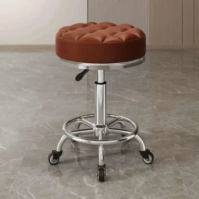 Barber Nail Salon Chair Swivel Wheels Rotating Salon Hair Stylist Barbershop Equipment Furniture Professional Rolling Silla