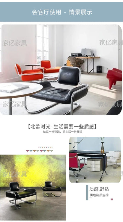 LXArrivals Modern Creative Convex Chair Stainless Steel Frame Casual Seat Living Room Simple and Light Luxury LeatheSSS
