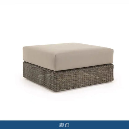 Nordic courtyard rattan furniture outdoor waterproof sunscreen sofa coffee table pedal double recliner resort bed and breakfast