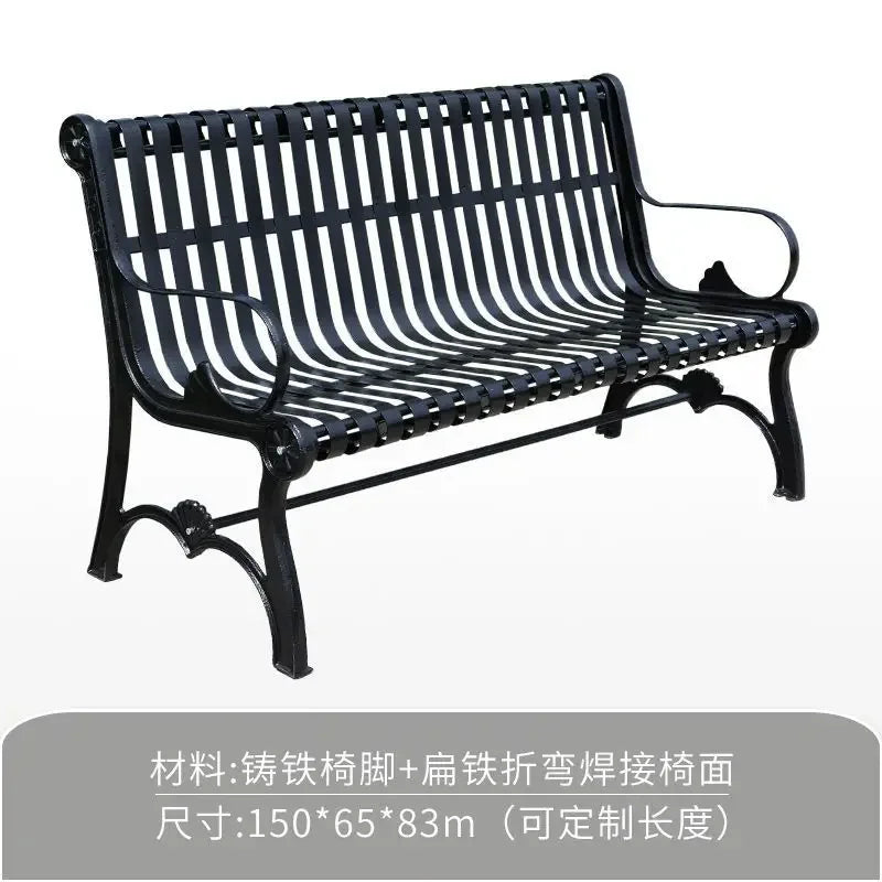 Park chair outdoor bench, cast iron art, community square leisure seat, courtyard outdoor shopping mall lounge area