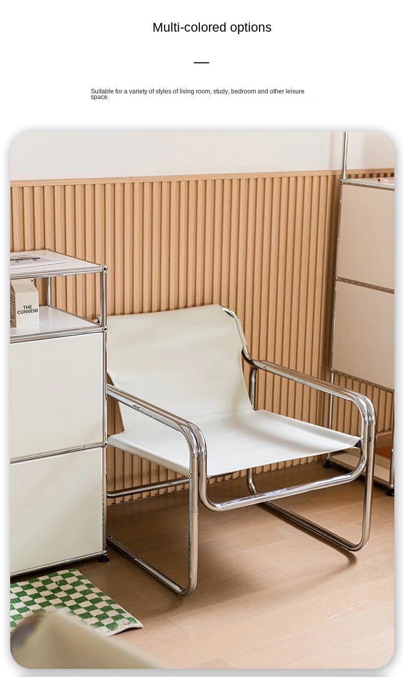 JOYLIVE Single Sofa Chair Designer Bauhaus Casual Chair Stainless Steel Saddling Coffee Chair Shooting Prop New Dropshipping