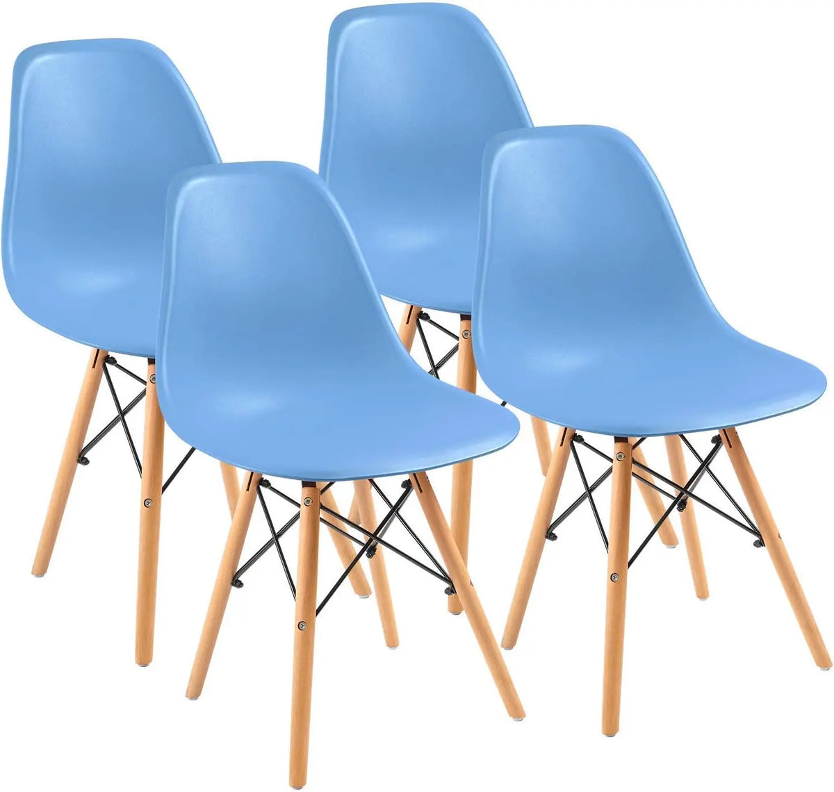 Furmax Modern Style Dining Chair Mid Century Modern DSW Chair, Shell Lounge Plastic Chair for Kitchen Chairs Set of 4(White)