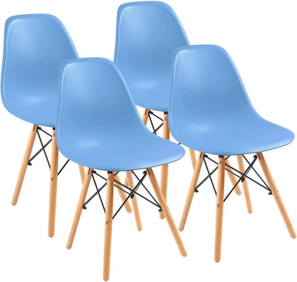 Furmax Modern Style Dining Chair Mid Century Modern DSW Chair, Shell Lounge Plastic Chair for Kitchen Chairs Set of 4(White)