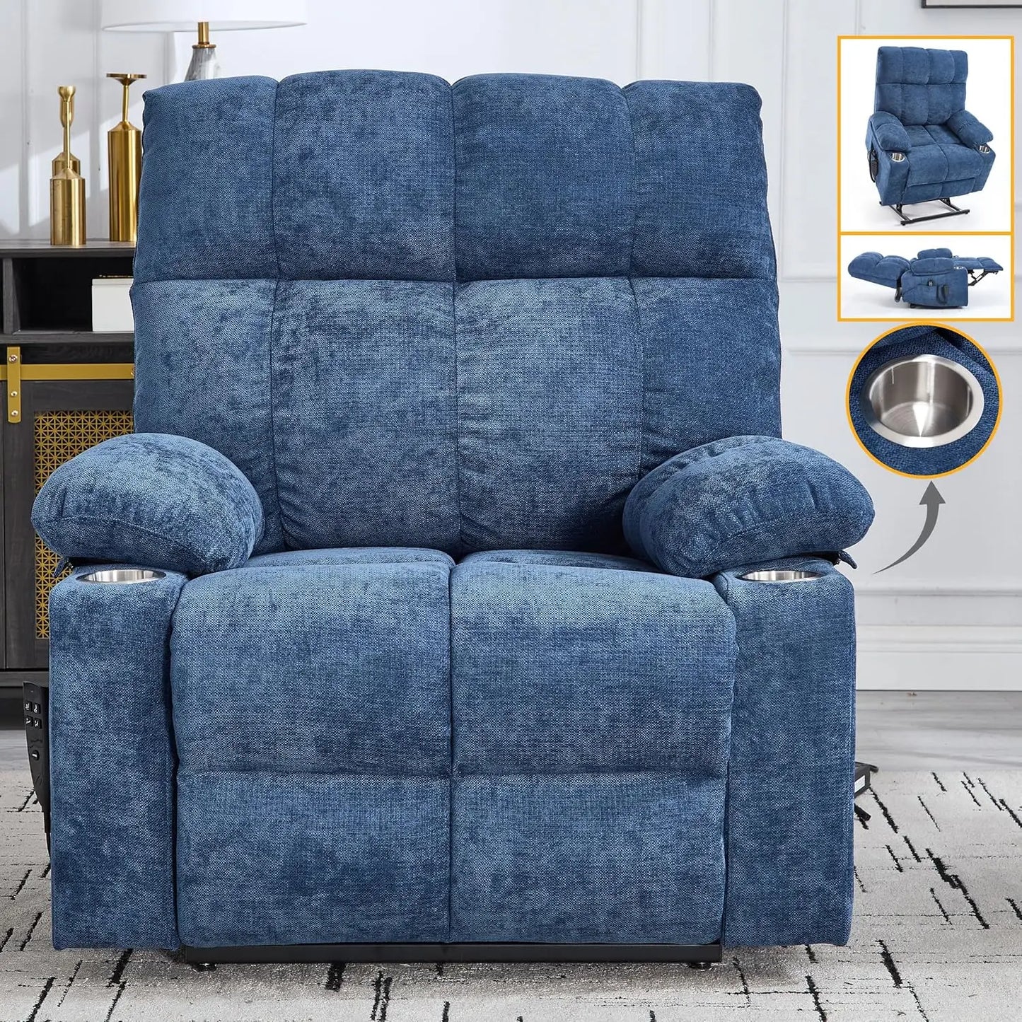 Extra Large Dual Motor Power Lift Recliner Chair, Lift Chair with Massage and Heat for Elderly, Lay Flat Recliner,, Customized