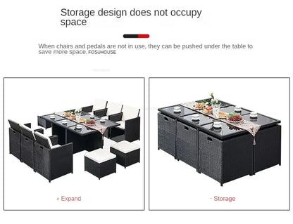 Patio Rattan Furniture Set Modern Open-air Garden Furniture Sets Waterproof and Sun-proof Armchair Leisure Outdoor Table Chairs