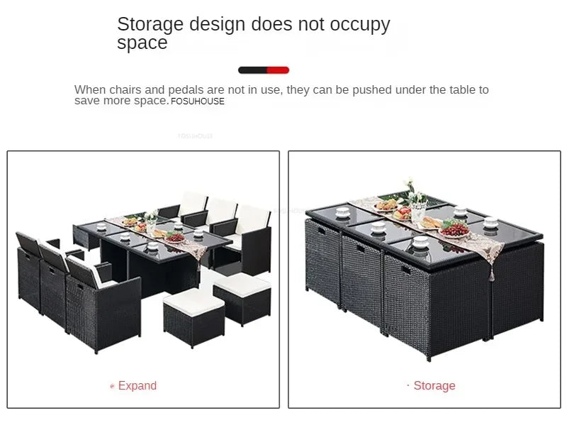 Patio Rattan Furniture Set Modern Open-air Garden Furniture Sets Waterproof and Sun-proof Armchair Leisure Outdoor Table Chairs