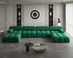 A For ATUNUS Popular Design Corner Modular Sectional Sofa Artistic High Fashion Velvet Fabric U Shape Couch For Hotel