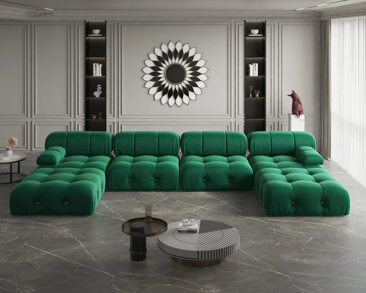 A For ATUNUS Popular Design Corner Modular Sectional Sofa Artistic High Fashion Velvet Fabric U Shape Couch For Hotel