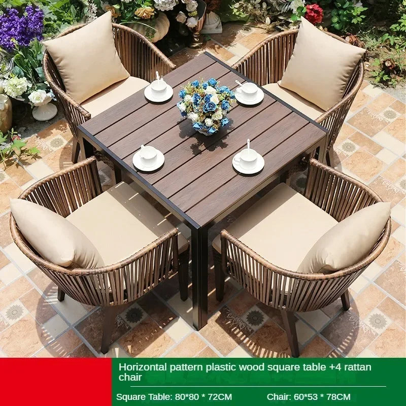 Rattan Garden Table and Chair Balcony Outdoor Furniture Sets Modern Outdoor Leisure Rattan Table and Chair Garden Furniture Sets