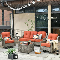 Wicker Outdoor Furniture Patio Conversation Rattan Sofa Set for Garden,Poolside,Backyard,Deck