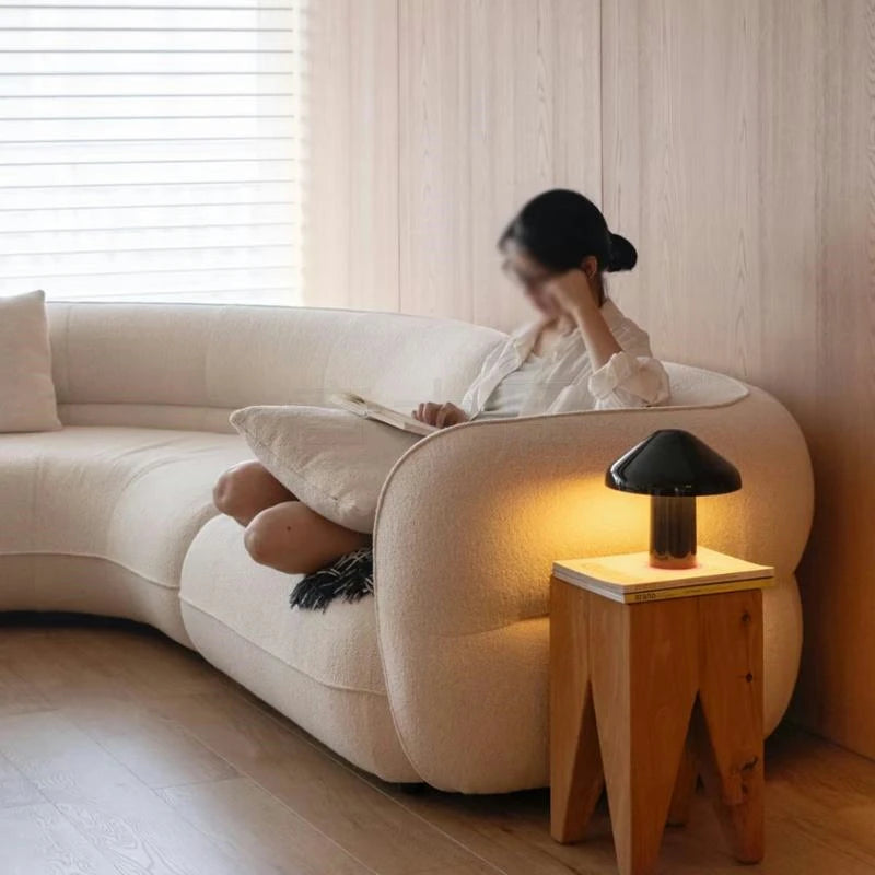 Italian Minimalist Large Arc-Shaped Modular Genuine Leather Sofa L-Shaped Corner for Villa Living Room