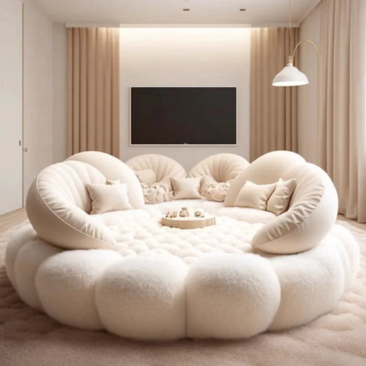 Round Aesthetics Soft Bed Frame European Full Master Bedroom Hotel Create Bed King Size Fashionable Modern Cama Casal Furniture