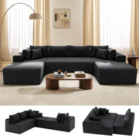131" Modular Sectional Couch, Luxury Couches for Living Room, Corduroy Sofa with Chaise Lounge Comfy