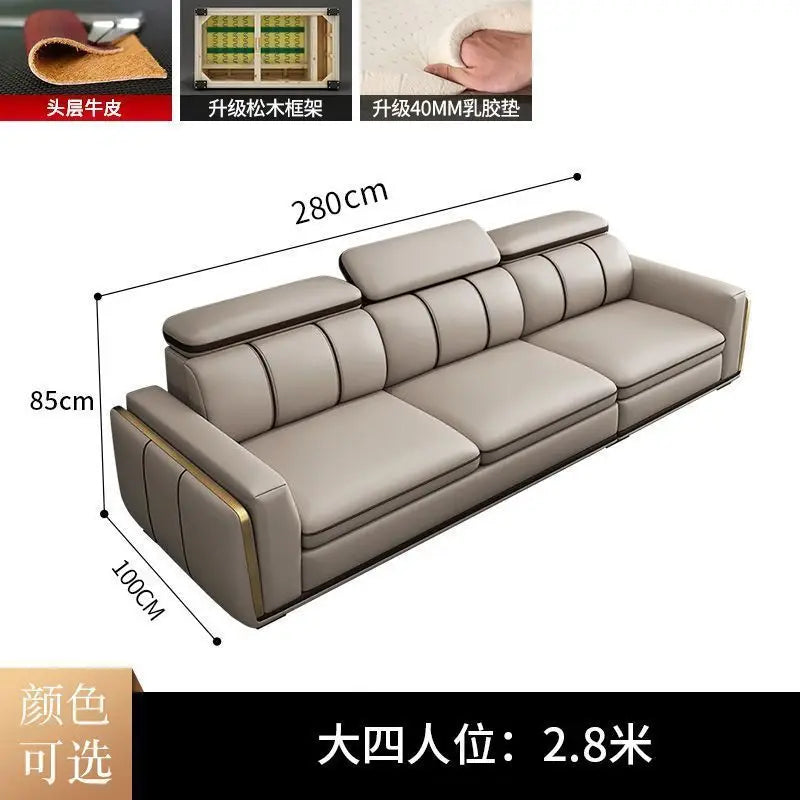 Luxury First-Layer Sofa Classic Light Living Room Size Princess Apartment Straight Row Home Combination
