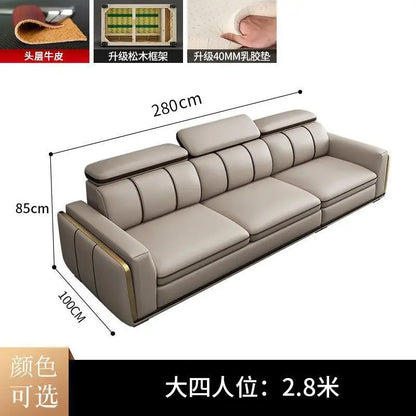 Luxury First-Layer Sofa Classic Light Living Room Size Princess Apartment Straight Row Home Combination