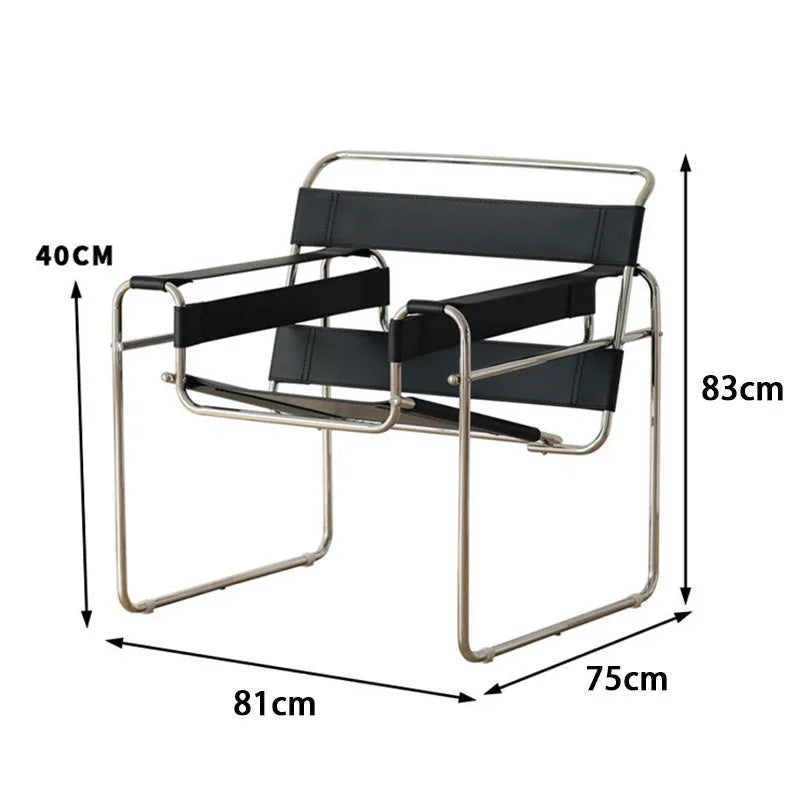 MOMO Chair Lazy Sofa Scandinavian Saddle Leather Single Chair Stainless Steel Leisure Single Sofa Chair Lounge Chair