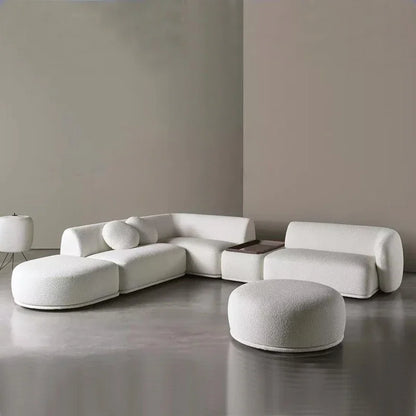 X Modern Sectional Sofa Set Furniture Velvet Fabric Round White Living Room Couch Apartment Modular Semi-circular Sofa