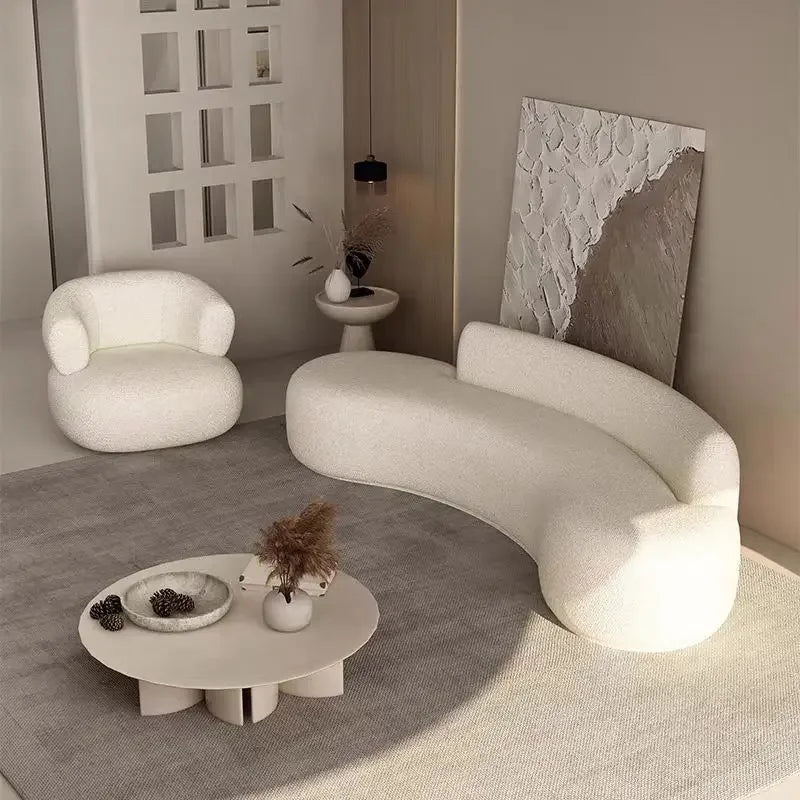 # Hot Minimalist Luxury Para Sala Three-Seat Sofa Set Furniture White Juego De SofasCouch Living Room Corner Boucle Curved Sofa