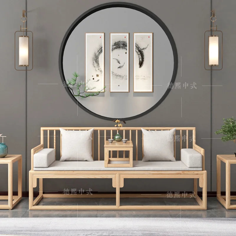 Han Solid Wood New Chinese Sofa Combination Living Room Zen Bed Hotel Homestay Push