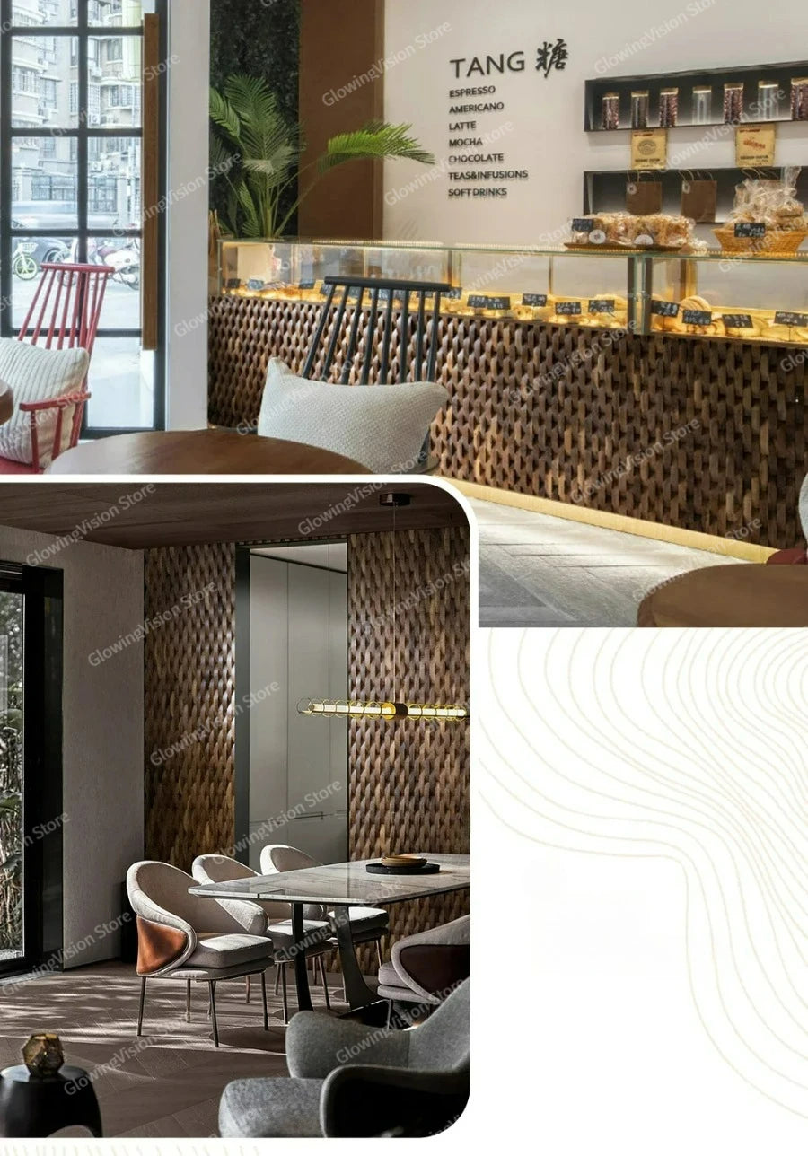 3D Mosaic Wall Panel Black Walnut Solid Wood Light Luxury Simple Acoustic Diffuser Background Wall Decoration Wall Stickers