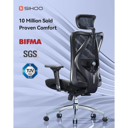 Ergonomic High-Back Mesh Office Chair with 3D Armrests, Lumbar Support, Adjustable Seat, Comfortable for Big & Tall, Supports Up