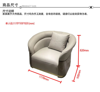 pg55Italian Style Light Luxury Genuine Leather Sofa Villa Living Room Large and Small Suite Combination