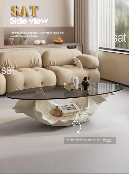 Table à thé moderne en verre de qualité supérieure, mobilier de luxe à une feuille de styliste artistique haut de gamme pour Table basse de salon