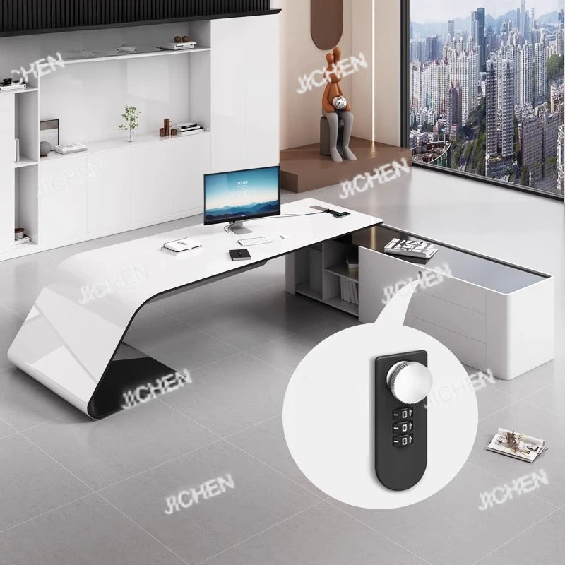 JC Asthetic Executive Luxury Desk Manager L Shaped Modern Designer Computer Table Organizer Workstation Escritorio Office Furnit